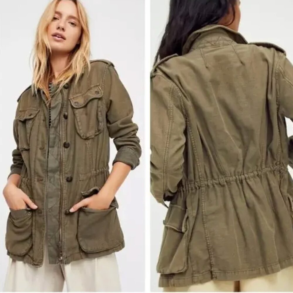 Free People Not Your Brothers Surplus Jacket Olive Medium